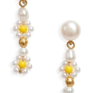 Madewell Daisy Cultured Pearl Linear Drop Earrings Freshwater